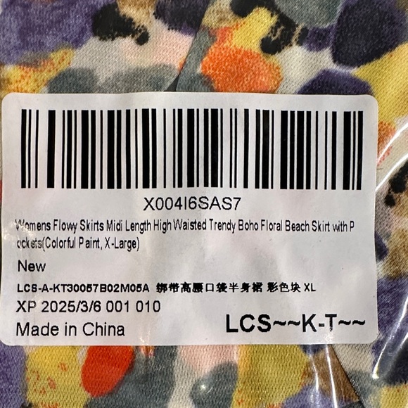 Women’s Boho Floral Flowy Midi Skirt High Waisted w/ Pockets NIP XL - Picture 7 of 7